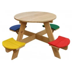 Table de pique-nique ronde en bois Arc en ciel - Axi