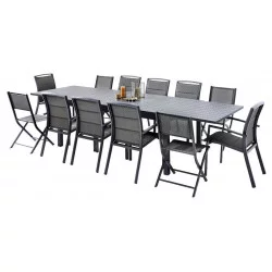 Ensemble Modulo Full Alu Table 8/12 places + 8 Fauteuils + 4 Chaises pliantes