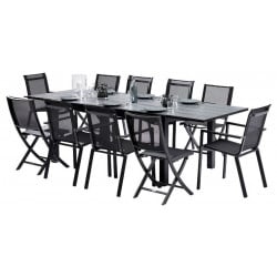 Ensemble HPL Star Table 6/10 places + 6 Fauteuils + 4 Chaises pliantes