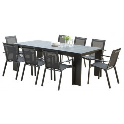 Ensemble Ibiza Aluminium Table 6/8 places + 8 Fauteuils