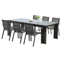 Ensemble Ibiza Aluminium Table 6/8 places + 6 Fauteuils