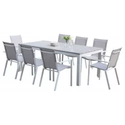 Ensemble Tampa Aluminium Table 8 places + 8 Fauteuils