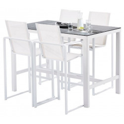 Ensemble Bar Set Stone Table 4 places + 4 Fauteuils