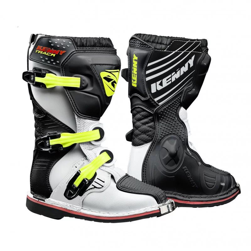 bottes enfant track junior white neon yellow