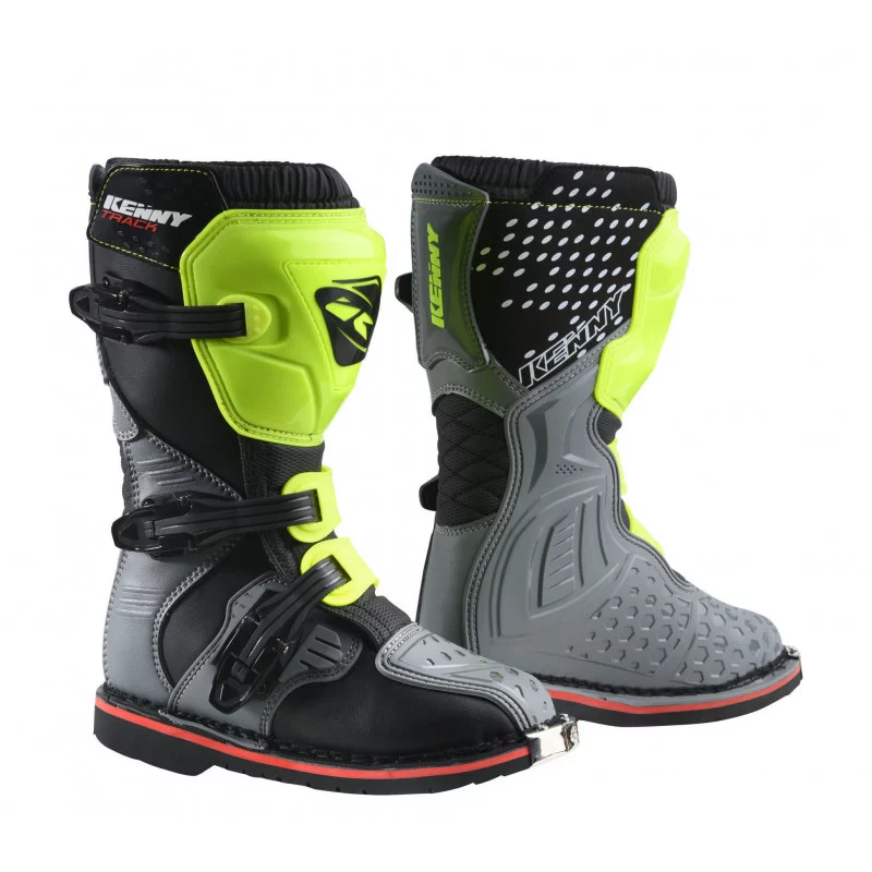 bottes track junior grey neon yellow