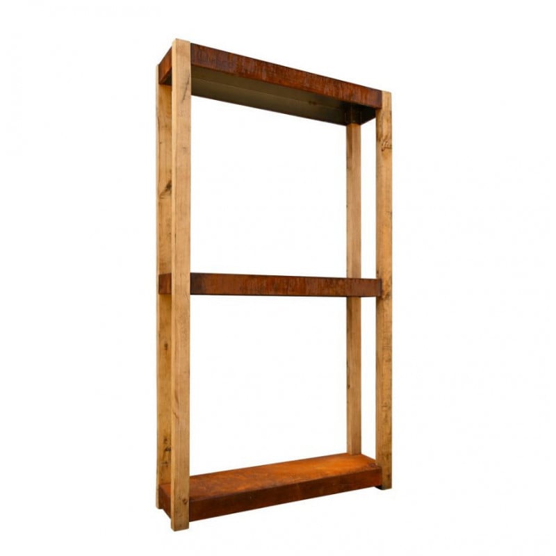 meuble rack bois cremagliera large corten