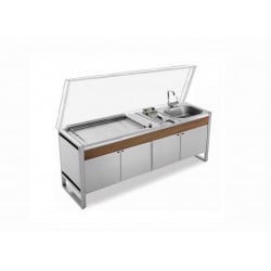 Table Oasi 205C + Plancha Oasi 80 Lisse + Evier/Mitigeur + Friteuse - PLANET