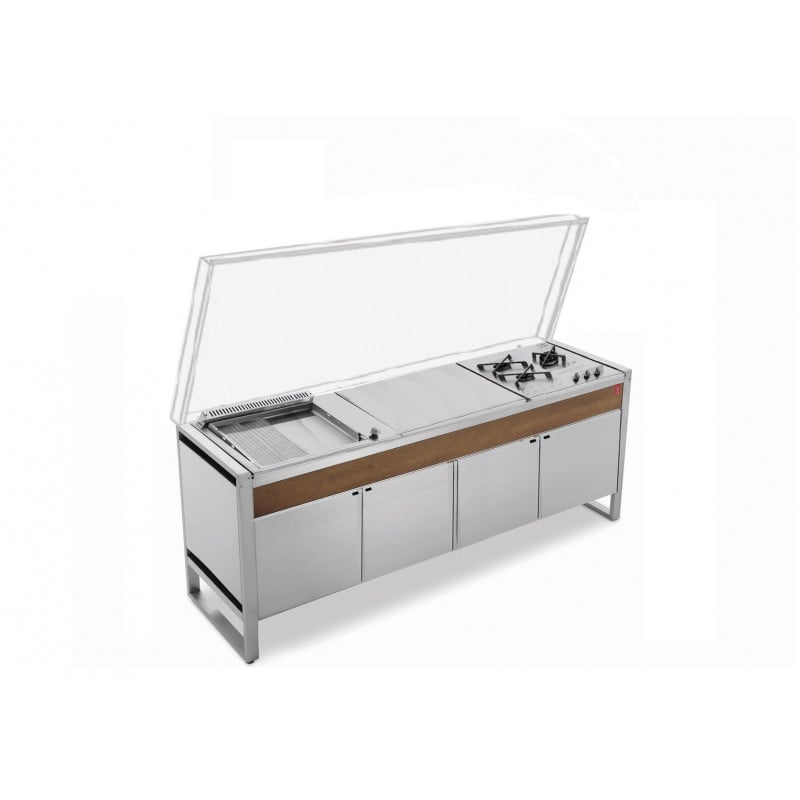 table oasi 205c + plancha oasi 55 lisse et rainurée + feu gaz f3