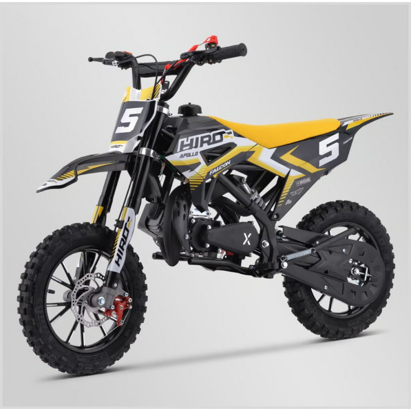 Moto Pocket Cross enfant Hiro Falcon 49CC Jaune - APOLLO - Loisir-Plein-Air