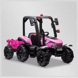 Tracteur électrique enfant agricole XL avec remorque Rose - APOLLO