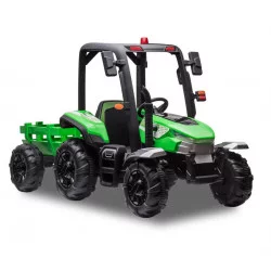 Tracteur électrique enfant agricole XL avec remorque Vert - APOLLO