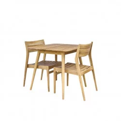 Ensemble en Teck Massif Naples - Table 2/4 places + 2 Fauteuils - WILSA