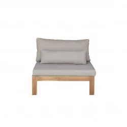 Fauteuil Touquet en Teck et Tissu Taupe - WILSA