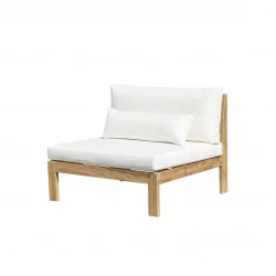 Fauteuil Touquet en Teck et Tissu Blanc - WILSA