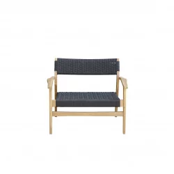 Fauteuil Manille en Teck et Cordage Noir - WILSA