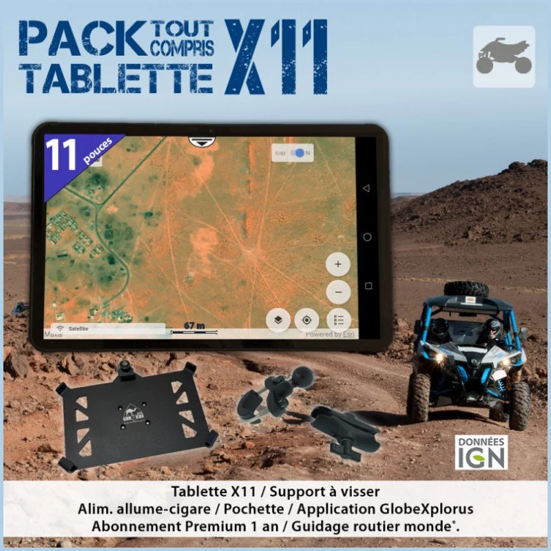 pack tablette gps x11 moto quad ssv