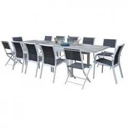 Ensemble ModuloWood Table 8/12 places + 8 Fauteuils + 4 chaises pliantes - WILSA